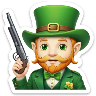 Leprechaun putting gun to chin sticker