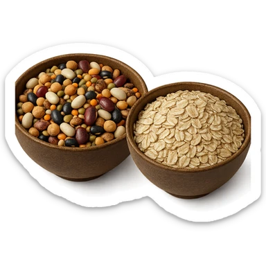 BOWL DI LEGUMI INSIEME A BOWL DI FIOCCHI DI AVENA POGGIATE,  iperrealistico 4k sticker