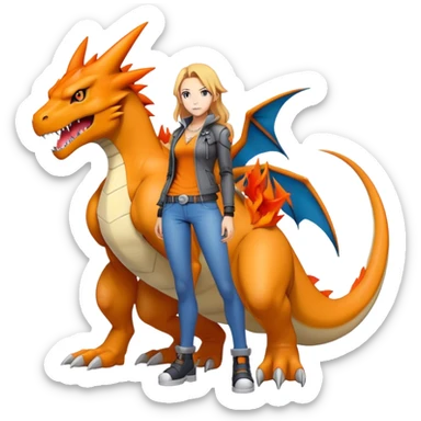 Cool edgy Greymom-Charizard-Digimon, full body  sticker