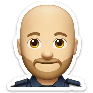 Bald Caucasian man with light brown beard in police uniform  sticker