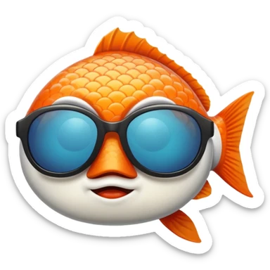 a fish raising one eyebrow and wearing sunglasses sticker