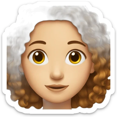 girl with brown wavy hair with square sticker