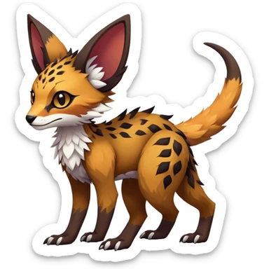 Feral Rare realistic exotic edgy pretty beautiful handsome gorgeous aesthetic colorful vibrant Vernid-Trico-species-Fakemon-creature by LiLaiRa, random markings, tufted ears, full body sticker