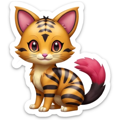 Cute Adorable Shiny Colorful Realistic Elegant Pretty Beautiful Liepard-Furret-Litten-Skitty-Pokémon-fusion-creature (full body) sticker