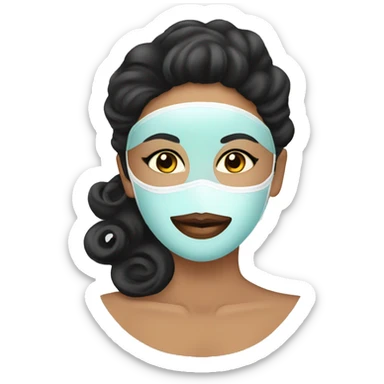 Lady with face mask spa beauty full face relaxing black sticker