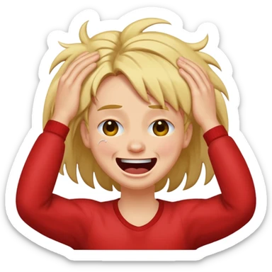 Laugh crying ripping hair out sticker