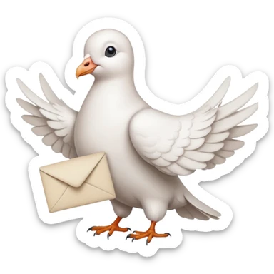 a dove with a letter in its paws sticker
