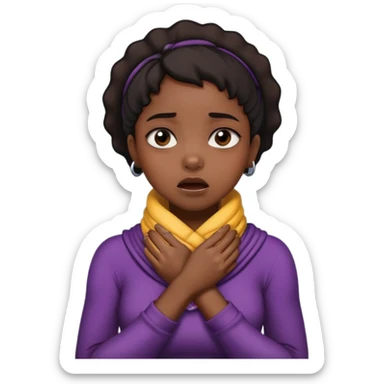 Black girl with her hands wrapped around her neck choking herself sticker