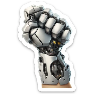 Cyborg arm only flexing bicep and shoulder with gears and shocks sticker