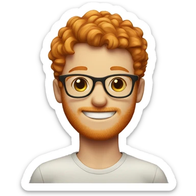 Ginger boy with freckles and glasses smiling sticker