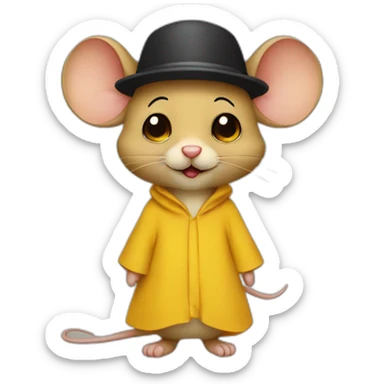 Jerry Mouse with mustache and hat yellow Abaya sticker