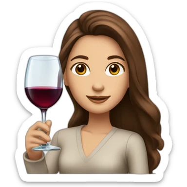 girl with long brown hair and brown eyes, with a glass of wine and KPMG background sticker