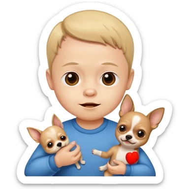 A child with Down syndrome beating a Chihuahua sticker