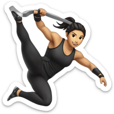female Ninja Warrior athlete of Hispanic descent, captured mid-air sticker