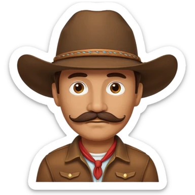brown cowboy with mustache sticker