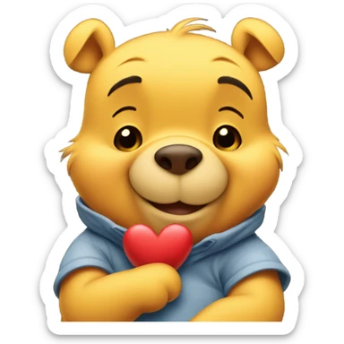 Winnie the Pooh holding a heart  sticker