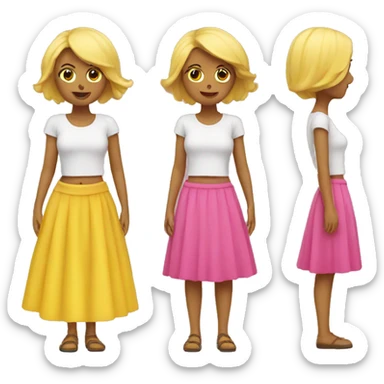 Yellow Emoji with a pink skirt sticker