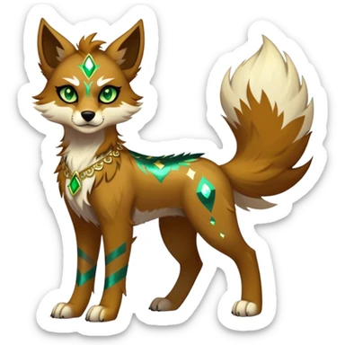 Vibrant dark edgy badass cool Falvie-Fionbri-creature-sparkle-canine-fursona, full body, with random markings sticker