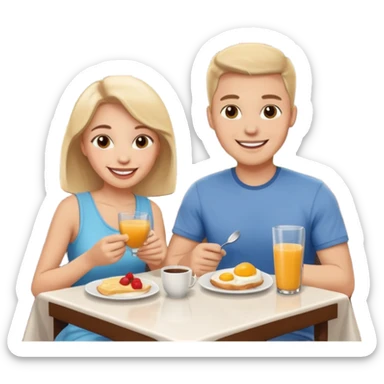 pon una pareja desayunando sedayuno de hotel sticker