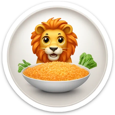 Orange Lion in a round shape eating risotto  sticker