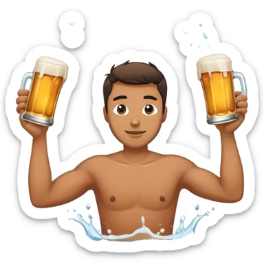 A man of culture—balancing a beer while half-submerged in water sticker