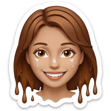 Brown Hair Woman , white paint , drip, face, hot  Sexy sticker