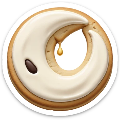 Shadow Milk Cookie with a crescent moon motif, surrounded by shadows sticker