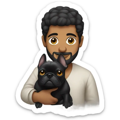 Arab guy holding a black French bulldog  sticker