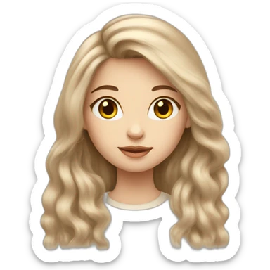 Girl-with-long-hair-and-cat-angora-beige-and-white sticker