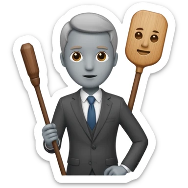 Give me a suit with pants and a wooden  stick  sticker