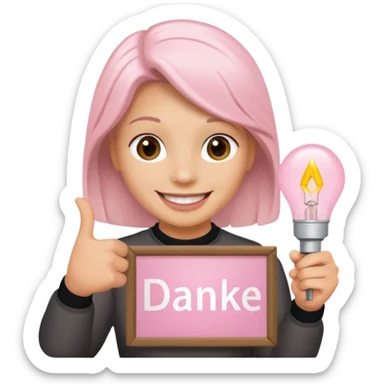 yorkshire holding a light pink danke schön sign sticker