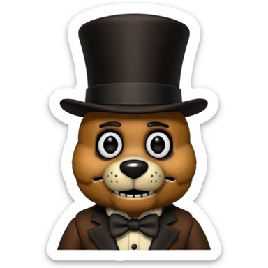 Freddy Fazbear with black and tiny hat from Five Nights At Freddy's Movie sticker