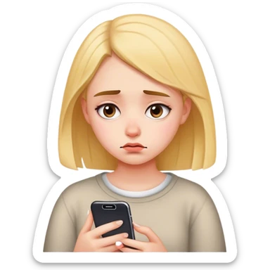 Sad girl who writes on phone  sticker