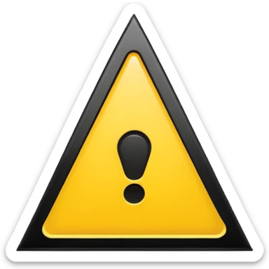 Emoji warning: yellow triangle, black exclamation mark, flat design, simple, emoji style. sticker