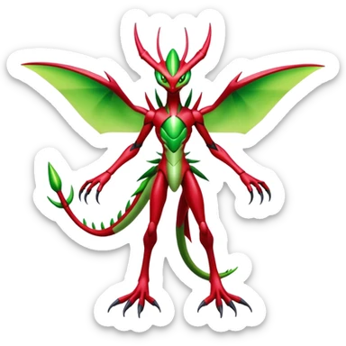  Cool Edgy Shiny Futuristic Ethereal Legendary Scizor-Digimon-Schyther-Flygon-hybrid full body sticker
