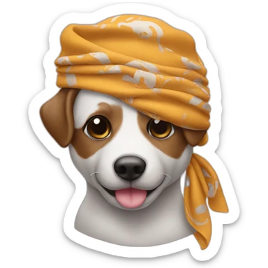 A smiley face emoji with a bandana on sticker