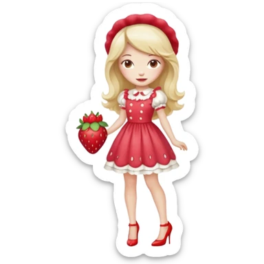 pretty and cute realistic modern day strawberry shortcake full body with high heels emoji sticker