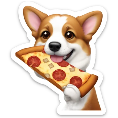 Tri color corgi eating pizza  sticker