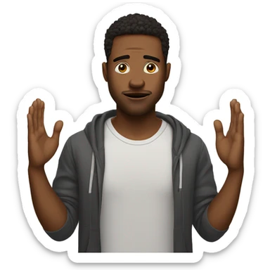 It was not me, I am innocent.  man raising palms up in surrender and staring sticker