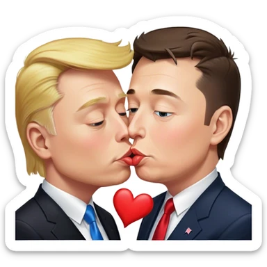 elon musk and donald trump kissing sticker