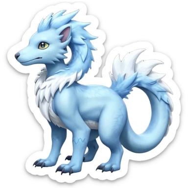 Icy scarf-covered glacial glistening glossy smooth soft flaky scaly furry hyper-realistic boreal Lunaray-Manectric-Absol-Luxray-Sergal-Fakémon-fusion-animal-creature, full body  sticker
