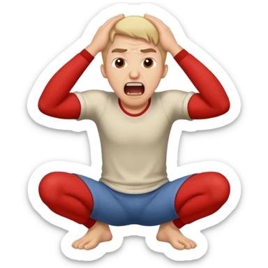 man on hands and knees yelling in agony  sticker