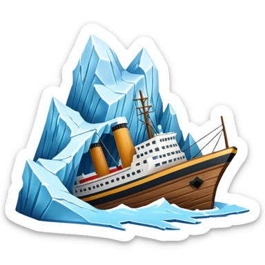 A ship crashing into an iceberg sticker