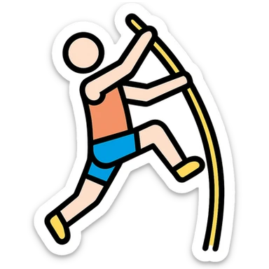 pole vaulting athlete icon or emoji lineal color icon with black outlines sticker