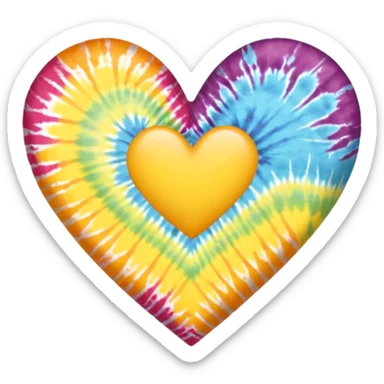 yellow heart with a tie-dye pattern sticker