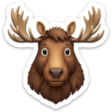 A high-resolution digital illustration of a noble moose in a clean, semi-realistic style. The noble moose is shown head on sticker