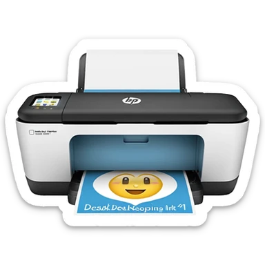 HP DeskJet 4175e printer with an Instant Ink logo, emoji style sticker