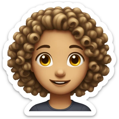 Girl with curly hairs big cheeks with very funny mood  sticker