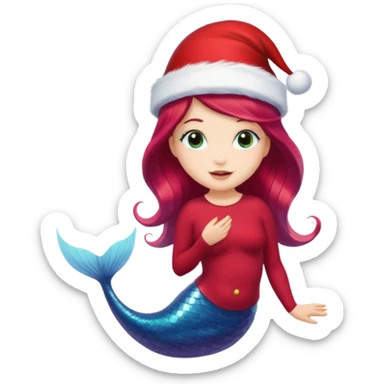 mermaid with christmass hat sticker