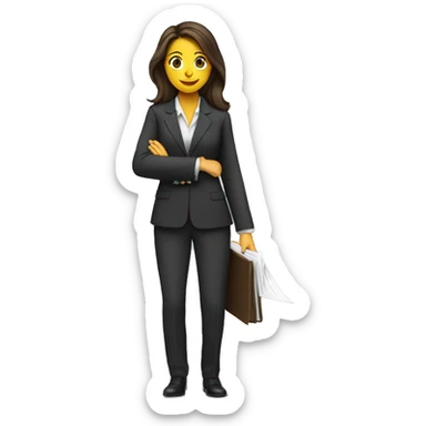 long brunette haired lawyer woman wearing a suit and holding papers sticker